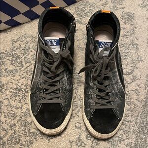 Golden Goose Slide Black High-Top Sneakers